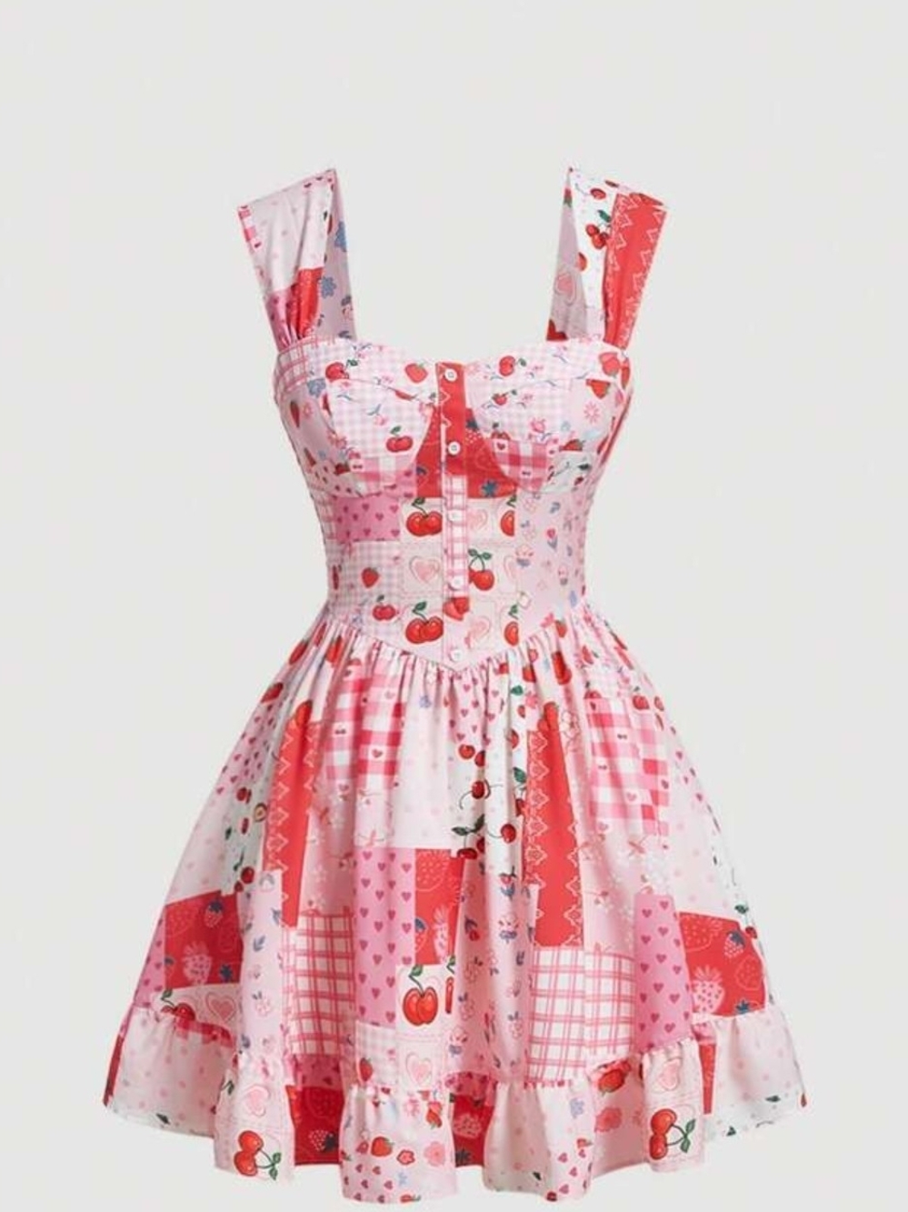 Pink Cherry Patchwork Sundress